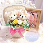 仲良しくまちゃん プリザーブドフラワー（yellow）