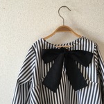 100㎝★後ろリボンのフレアチュニック/ストライプ