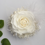 A＊F プリザーブドフラワー 開花ローズ ピュアホワイト コサージュ