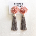 心踊る花とコットンパールのタッセルピアス&イヤリング