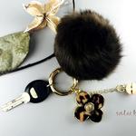 saly☆2way☆かわいいー！お花とファーのキーホルダー