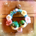 【受注製作】ぷっくりメジロさんと梅の小さな ほっこリース