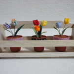 小さな小さなチューリップ(布花)３個セット木製プランター付き