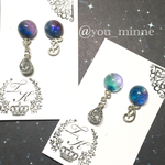 月・夜空の煌めきピアス・ノンホールピアス