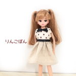 　コットンリネンのワンピース（リカちゃん、ブライスサイズ）