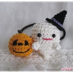 おばけだぞぉ～♪ハロウィンのあみぐるみヘアゴム＊紫