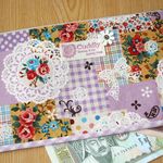 【送料無料】通帳ケース☆花とドイリー⑤