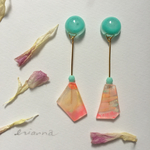   【ご予約品 】 水彩イヤリング        夕焼け空
