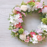 Soft pink スイートピーと紫陽花のリース