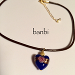 ヴェネチアガラスのハート♡チョーカー【ブルー】