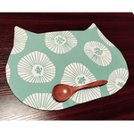 (送料込)ネコ_ランチョンマット(エメグリ×ネイビー)