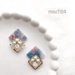 【春】空色のスクエアピアス