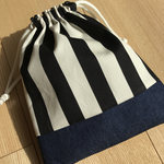 《再販》全３色ストライプ×デニム巾着