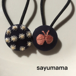再販♡kids♡刺繍くるみボタンのヘアゴム
