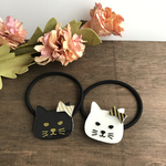 白猫のヘアゴム【リボン】ねこ