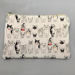 横並び猫のポーチ白