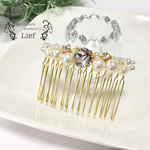 送料無料♡1点のみ♡スワロフスキーとパールのヘアコーム(大)