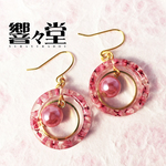 かすみ草の輪っかピアス／イヤリング【ローズピンク】