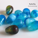 【縦穴】soda blue drop チェコビーズ 30個
