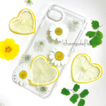 ハートレモンの押し花iPhoneケース
