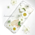 白いいちごのプレミアム押し花iPhoneケース