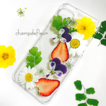 ウサギビオラのナチュラル押し花iPhoneケース