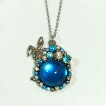 ❗3/10まで1500円❗うさぎ イースター ブルーのシルバーネックレス たまご レジン パール ビジュー 送料無料 