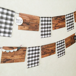 Photo Garland＊フォトガーランド＊白黒チェック×木目