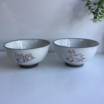 ペアセット ふくろう うさぎ 茶碗 