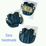 【洗濯可】お食事スタイ  あわ ネイビー×グリーン  Sany handmade
