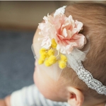 ミモザとオールドローズのヘアバンド◇記念日のおめかしに❀赤ちゃんとキッズのためのアクセサリー◇カチューム