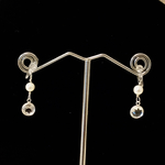 CZ ダイヤとパールのノンホールピアス
