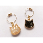 【送料無料】シェルな白猫&黒猫イヤリング/ピアス
