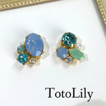 ブルーオパールビジューピアス/イヤリング