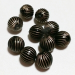 【直輸入】black×gold*アンティーク風ストライプビーズ*20個*10mm
