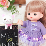  メルちゃん フリフリリボンの 薄紫ワンピース ドレス風