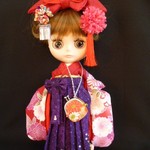 Blythe outfit ◆正絹◆着物◆京友禅の振袖・袴・ブーツセット◆ブライス◆