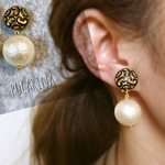 88＊アンティークビーズ×大ぶりパール イヤリングorピアス