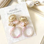 ピンク×ホワイト♡marble ring pierce