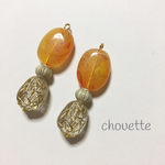 ＊retrotic＊オレンジイヤリング(ピアス)