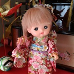 メルちゃんの着物セット*赤に牡丹などの花