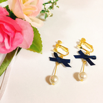 再販！春のリボンとパールのイヤリングorピアス