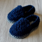 Loafer　ネイビー×グレー｜手編みベビーシューズ　