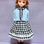 ワンピ＆カーデのセット　チェック黒＊リカちゃん　