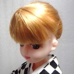 リカちゃん　着物　黒・市松模様