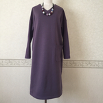  Vネックワンピース  モーブ