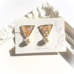 パールが選べる♡キラキラ三角△シェルとコットンパールのピアス