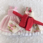 ピンクのドレスとフローラルプリントのドレスセット