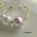 春色*コットンパールの樹脂フープピアス