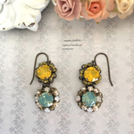 花のワルツ イエローオパール×パシフィックオパール　揺れるビジューピアス・イヤリング